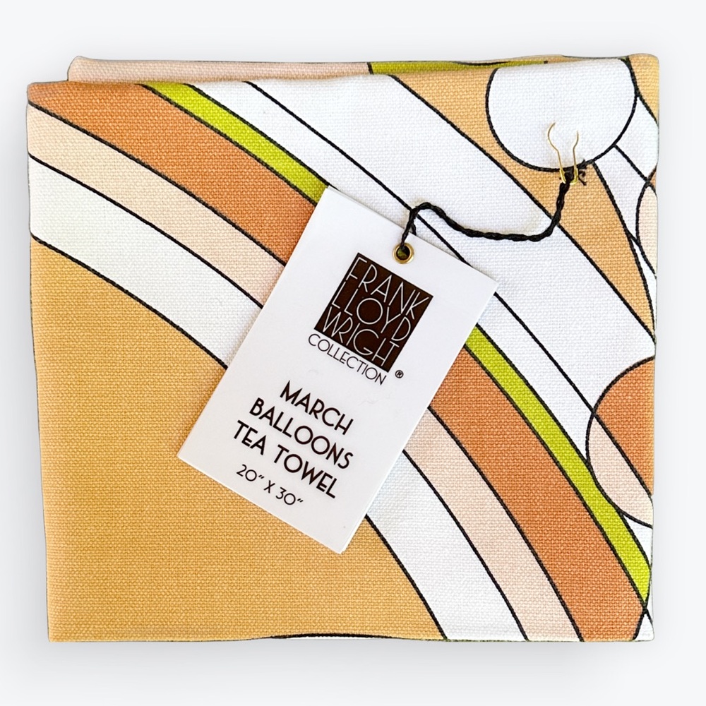 Art Deco Frank Lloyd Wright Orange March Balloons Prairie Tea Towel ~ 20” x 30”